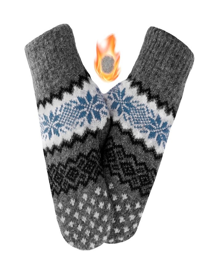 OVOY Winter Double Layer Knit Mittens for Men-Women - Warm Soft Snow Gloves for Cold Weather Accessories for Gift - Image 1